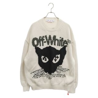 OFF-WHITE オフホワイト Jacquard cat chunky pullover knit ジャガードキャットチャンキープルオーバーニット セーター ホワイト OMHE153S23KNI001