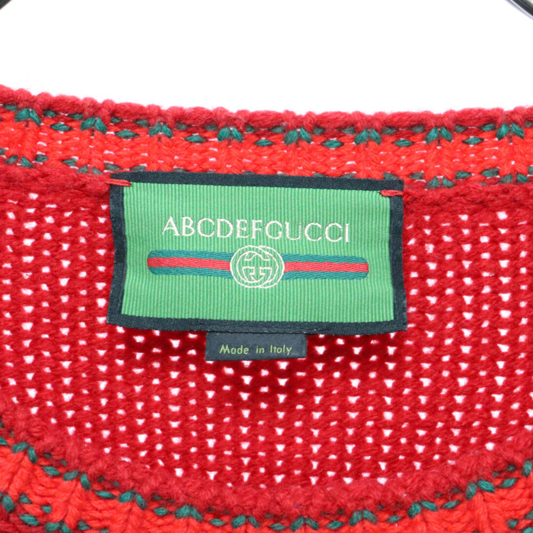 Gucci(グッチ)のGUCCI グッチ ABCDEFGUCCI オーダークルーネックセーター ニット レッド 537552 メンズのトップス(ニット/セーター)の商品写真