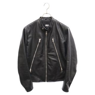 エムエムシックス(MM6)のMM6 Maison Margiela エムエムシックスメゾンマルジェラ 23AW CALF LEATHER BIKER JACKET 八の字 シングル カーフレザー ジャケットブラック S52AM0277-SY1548-900(フライトジャケット)