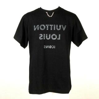 LOUIS VUITTON(ルイヴィトン) 半袖Tシャツ サイズL メンズ美品  - FJTS18TXP 黒×ライトグレー チェーン/反転ロゴ 綿、ポリウレタン
