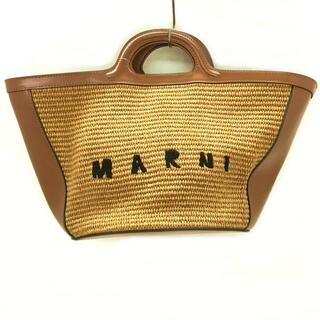 Marni - MARNI(マルニ) トートバッグ トロピカリア ライトブラウン×ブラウン かごバッグ レザー×ストロー