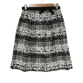 M'S GRACY - M'S GRACY(エムズグレイシー) スカート サイズ38 M レディース美品  - 黒×白×グレー ひざ丈/ツイード/リボン