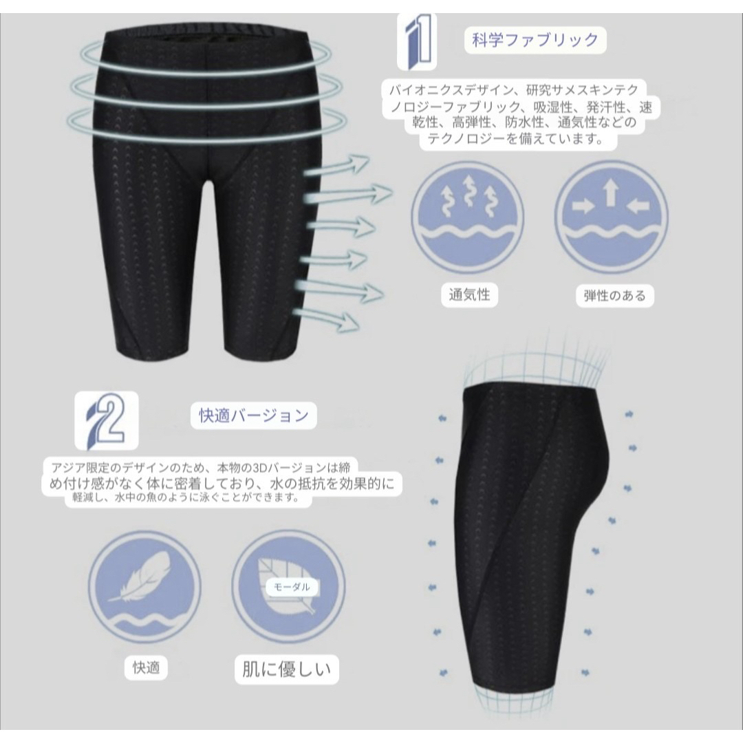 競泳水着 XL メンズ 水泳 パンツ 黒 スイムキャップ トレーニング スポーツ メンズの水着/浴衣(水着)の商品写真