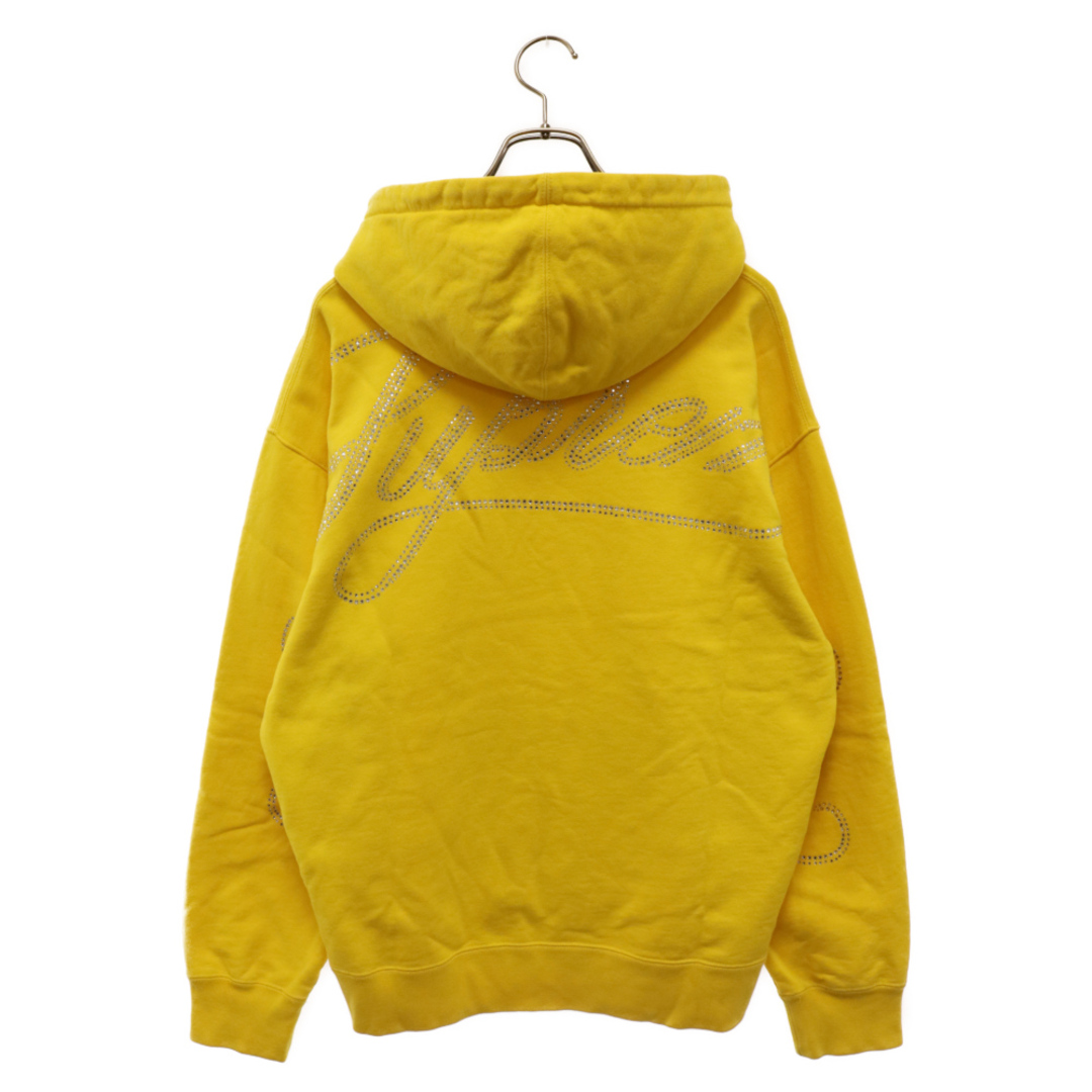 Supreme(シュプリーム)のSUPREME シュプリーム 19AW Rhinestone Script Hooded Sweatshirt Yellow ラインストーン スクリプト プルオーバーパーカー フーディー イエロー メンズのトップス(パーカー)の商品写真