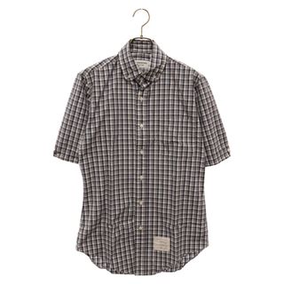 トムブラウン(THOM BROWNE)のTHOM BROWNE トムブラウン チェック ボタンダウンシャツ 半袖シャツ ネイビー/ホワイト(シャツ)