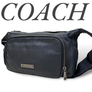 コーチ(COACH)の美品 コーチ COACH ショルダーバッグ トンプソン オールレザー 黒(ショルダーバッグ)