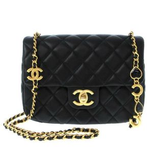 シャネル(CHANEL)のCHANEL(シャネル) ショルダーバッグ レディース美品  ミニマトラッセ AS3489 黒 ゴールド金具/チェーンショルダー/ハート ラムスキン(ショルダーバッグ)