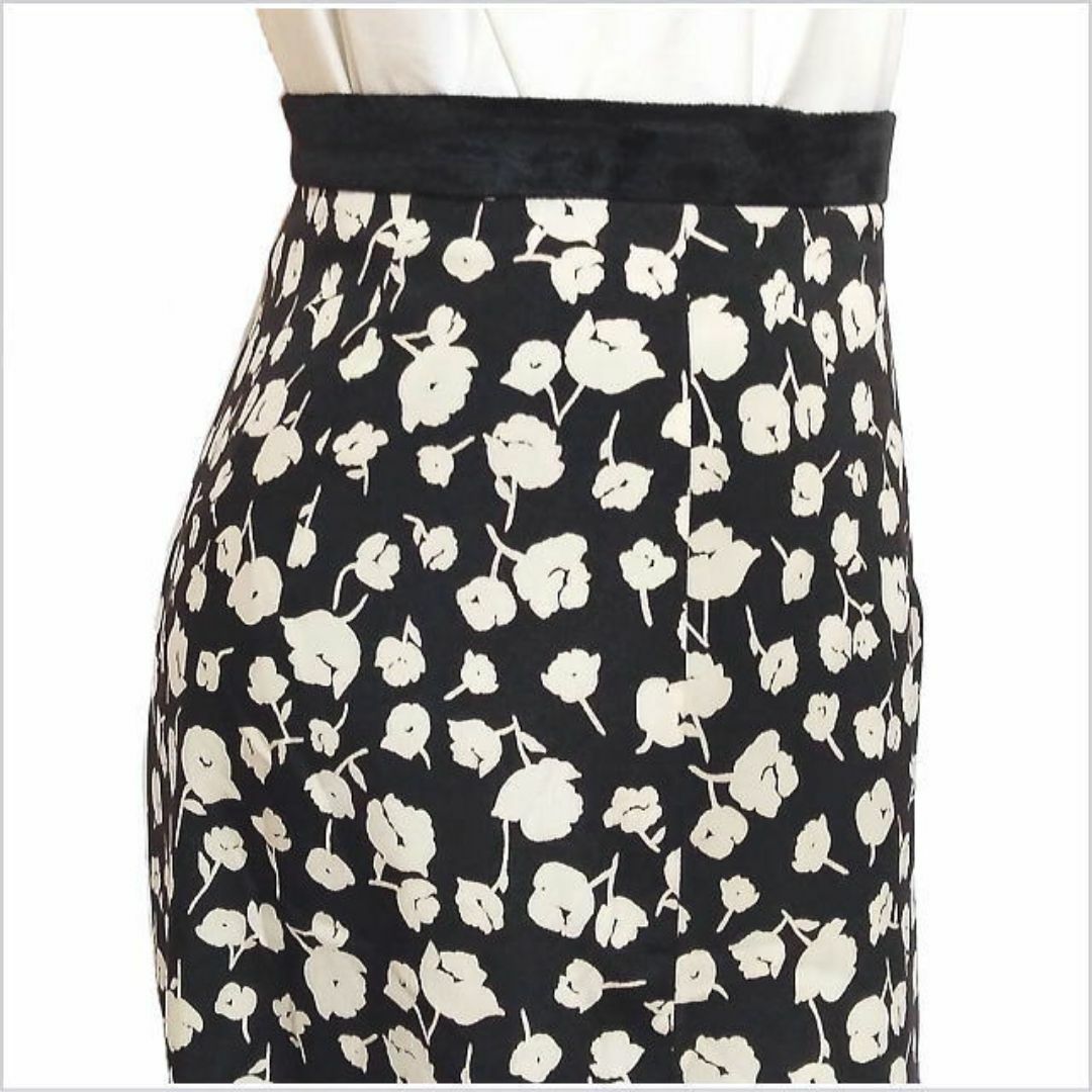 le.coeur blanc(ルクールブラン)の〈le.coeur blanc〉黒ベージュ花柄ロングスカート 38 M～L位 レディースのスカート(ロングスカート)の商品写真