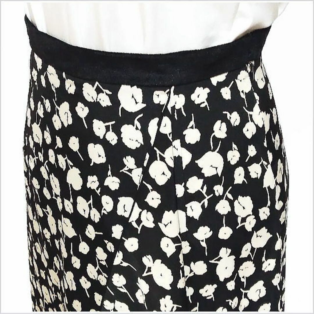 le.coeur blanc(ルクールブラン)の〈le.coeur blanc〉黒ベージュ花柄ロングスカート 38 M～L位 レディースのスカート(ロングスカート)の商品写真