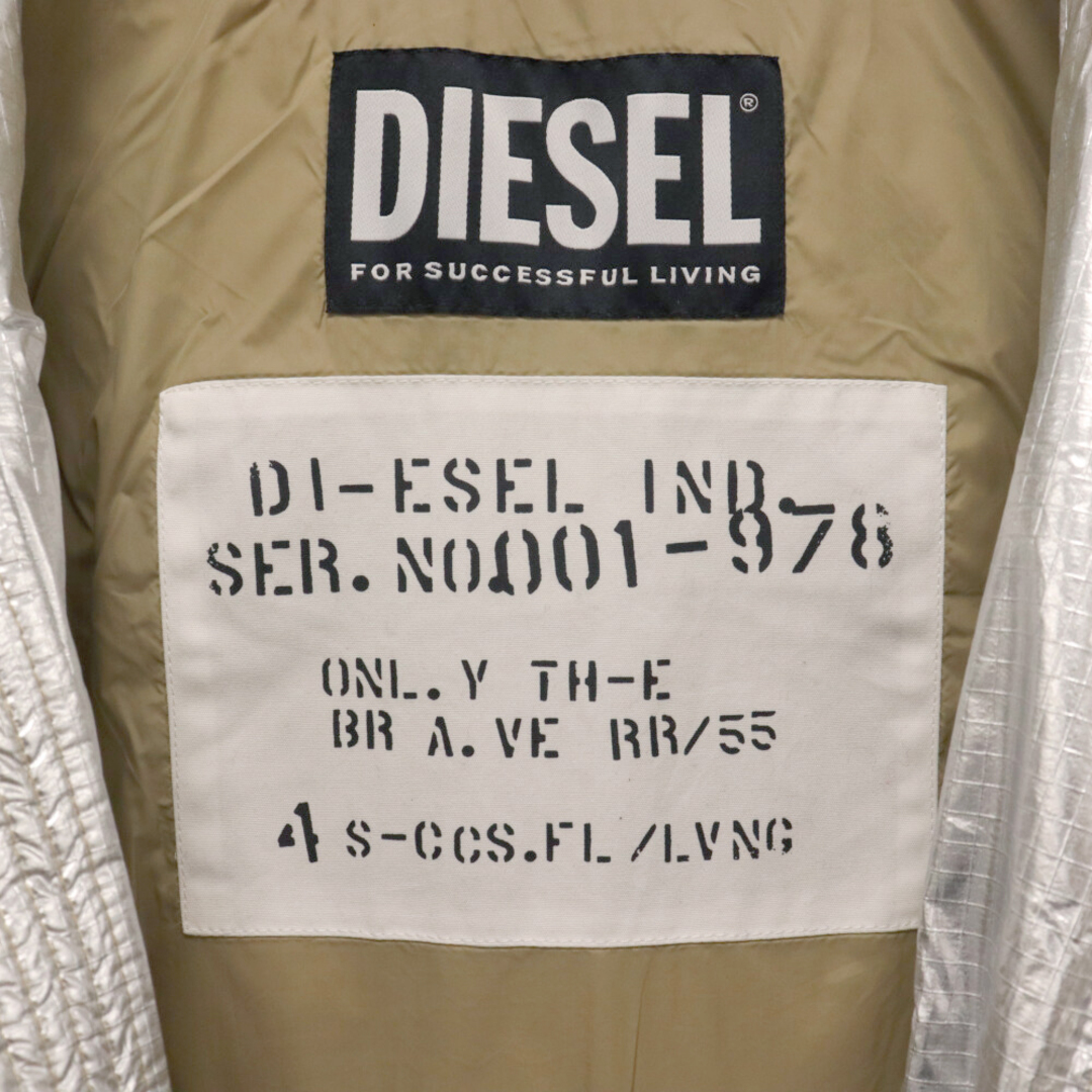 DIESEL(ディーゼル)のDIESEL ディーゼル W-OLF メタリック ジップアップジャケット シルバー メンズのジャケット/アウター(フライトジャケット)の商品写真