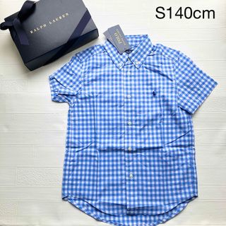 ラルフローレン(Ralph Lauren)のS140cm ギンガムチェックシャツ　ラルフローレン  青(Tシャツ/カットソー)