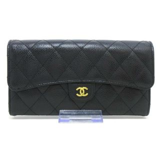 シャネル(CHANEL)のCHANEL(シャネル) 長財布 マトラッセ AP0241 黒 ゴールド金具 キャビアスキン(財布)