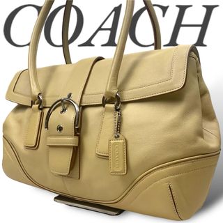 コーチ(COACH)の良品 コーチ ハンドバッグ オールレザー フラップ チャーム 裏地総柄(ハンドバッグ)