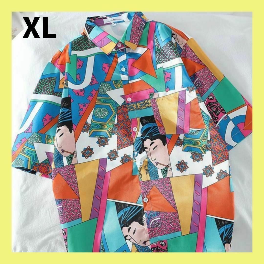 シャツ 半袖 浮世絵 ビッグロゴ ユニーク ユニセックス マルチカラー 和柄 レディースのトップス(シャツ/ブラウス(半袖/袖なし))の商品写真