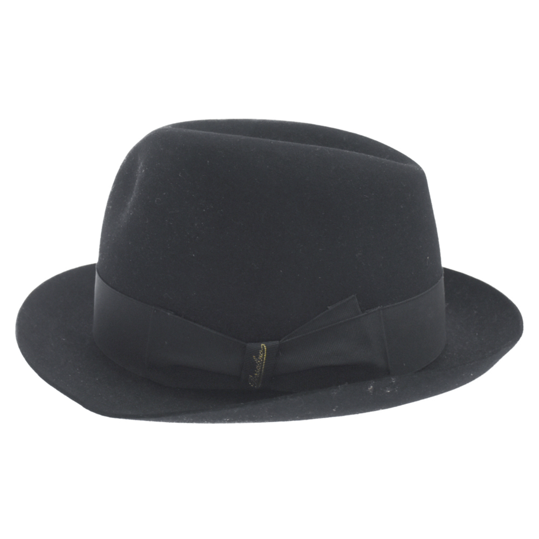 Borsalino(ボルサリーノ)のBorsalino ボルサリーノ リボン装飾 ウール中折れ ハット 帽子 ブラック メンズの帽子(ハット)の商品写真