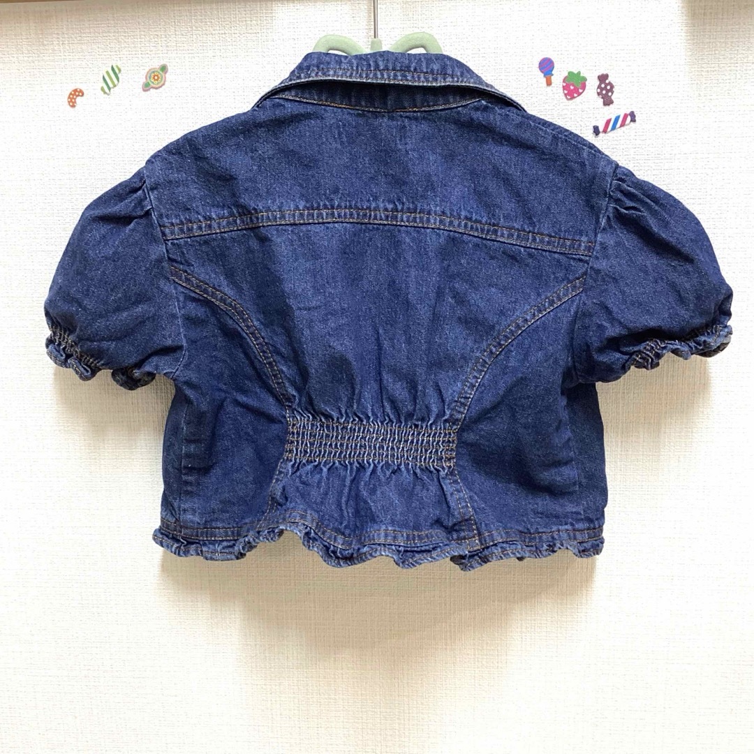 デニムフリルボレロ　ゴムギャザー　140 キッズ/ベビー/マタニティのキッズ服女の子用(90cm~)(ジャケット/上着)の商品写真