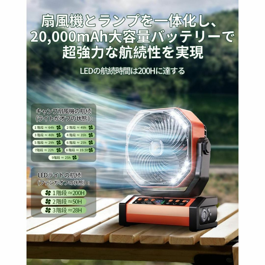 よく売れています✨キャンプ 扇風機 20000mAh 大容量バッテリー スマホ/家電/カメラの冷暖房/空調(扇風機)の商品写真