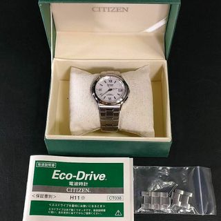 シチズン(CITIZEN)の美品【稼働品】CITIZEN　シチズン　アテッサ　H110　ホワイト　ソーラー(腕時計(アナログ))