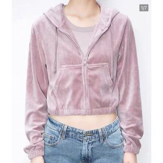 ブランディーメルビル(Brandy Melville)のBrandy Melville ベロアパーカー　トップス　パーカー　ポケット(パーカー)