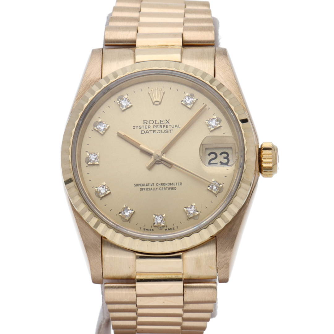 ROLEX(ロレックス)のロレックス デイトジャスト ボーイズ時計 10Pダイヤ Datejust Boys 68278G(R) K18YG レディース時計 シャンパンカラー 仕上げ済 1988年 美品 【中古】 レディースのファッション小物(腕時計)の商品写真