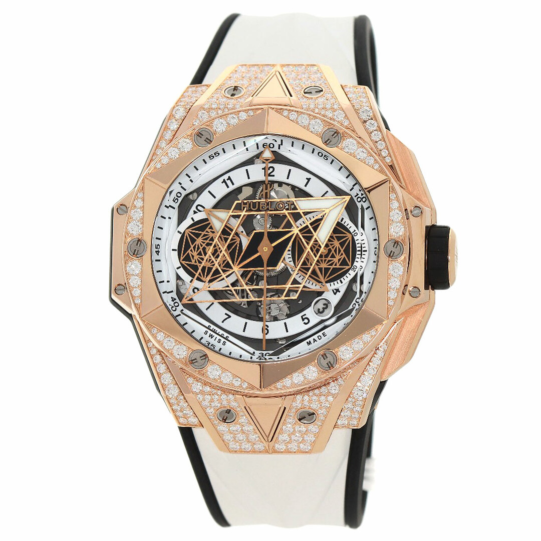 HUBLOT(ウブロ)のHUBLOT 418.OX.2001.RX.1604.MXM20 ビッグバン ウニコ サンブルー2 キングゴールド ホワイト パヴェ 腕時計 K18PG ラバー メンズ メンズの時計(腕時計(アナログ))の商品写真