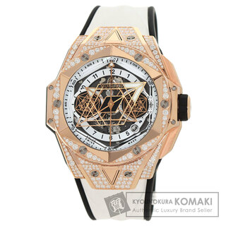 ウブロ(HUBLOT)のHUBLOT 418.OX.2001.RX.1604.MXM20 ビッグバン ウニコ サンブルー2 キングゴールド ホワイト パヴェ 腕時計 K18PG ラバー メンズ(腕時計(アナログ))