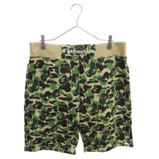 A BATHING APE アベイシングエイプ ABC Camo Sweat Shorts フロントロゴ刺繍 カモ柄 総柄ハーフパンツ カーキ