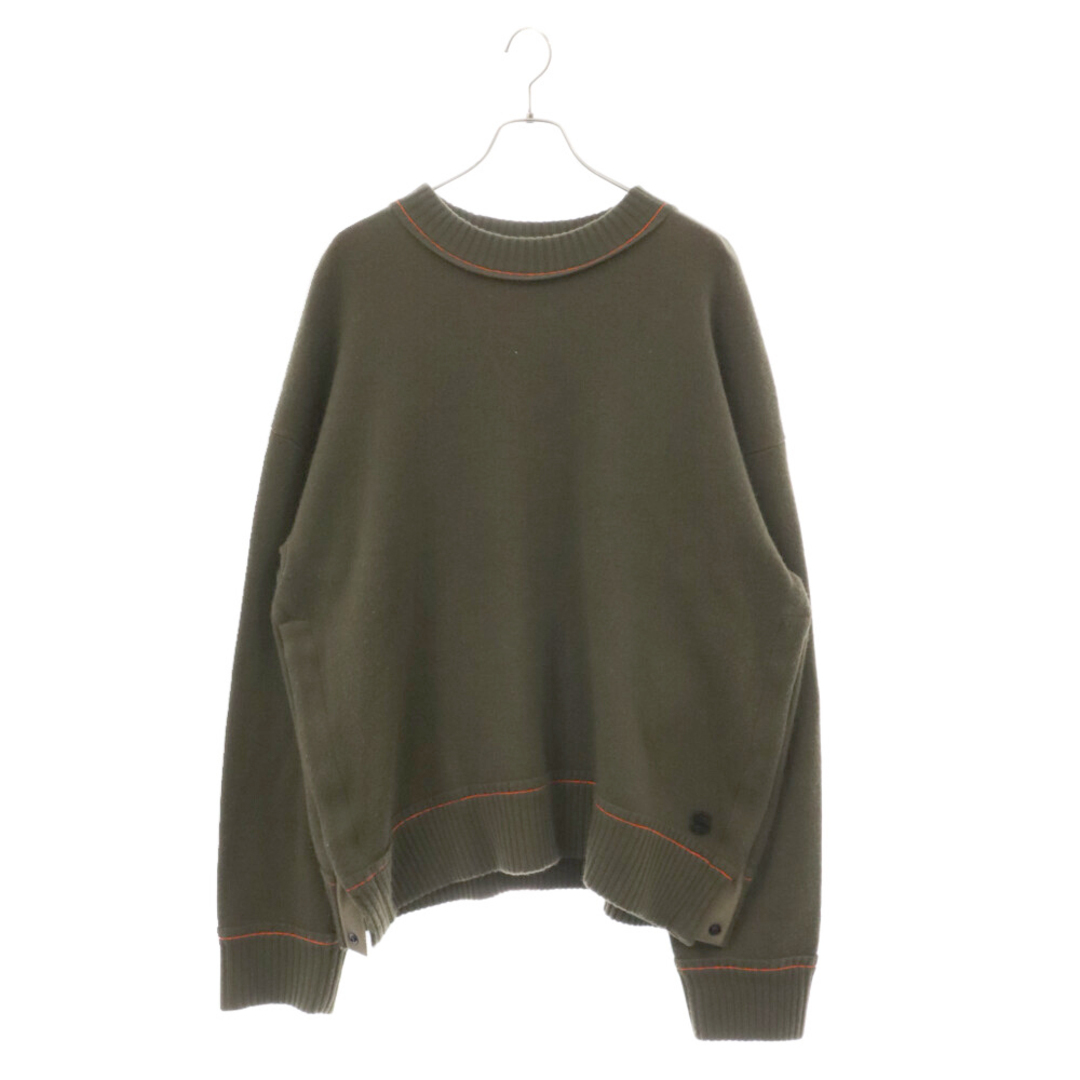 sacai(サカイ)のSacai サカイ Cashmere Knit Pullover 22-02860M Sロゴプレート カシミアニットプルオーバー カーキ/オレンジ メンズのトップス(ニット/セーター)の商品写真