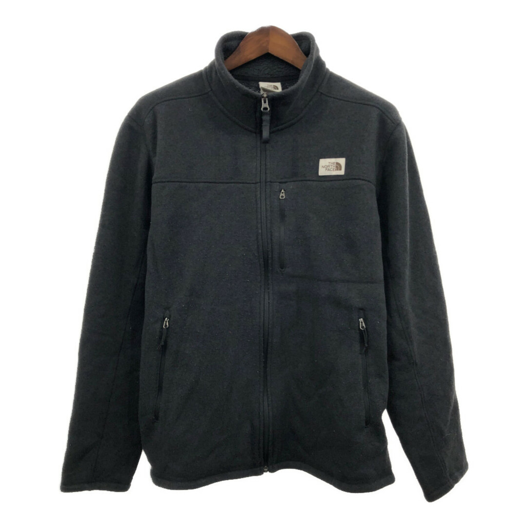 THE NORTH FACE(ザノースフェイス)のTHE NORTH FACE ノースフェイス フリースジャケット アウトドア ロゴ ブラック (メンズ XL) 中古 古着 Q6691 メンズのジャケット/アウター(その他)の商品写真