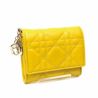 クリスチャンディオール(Christian Dior)のディオール 41-MA-0212 カナージュ 折り財布 ウォレット レザー 黄色(財布)