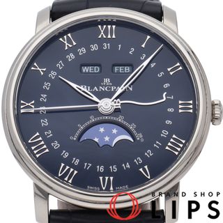 ブランパン(BLANCPAIN)のブランパン ヴィルレ コンプリート カレンダー ムーンフェイズ 40mm Villeret Quantieme Complet 6654-1529-55B 箱 保証書 K18WG/革 メンズ時計 ブルー 仕上げ済 美品 【中古】(その他)