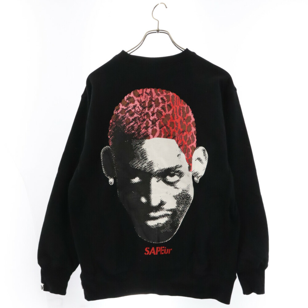 SAPEur サプール RED LEOPARD HEAD CREWNECK SWEAT レッドレオパードヘッド クルーネック長袖スウェットトレーナー ブラック/レッド メンズのトップス(スウェット)の商品写真