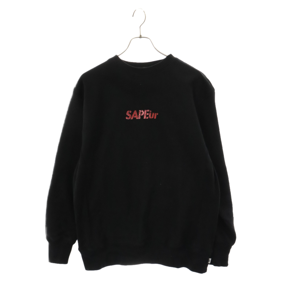 SAPEur サプール RED LEOPARD HEAD CREWNECK SWEAT レッドレオパードヘッド クルーネック長袖スウェットトレーナー ブラック/レッド メンズのトップス(スウェット)の商品写真