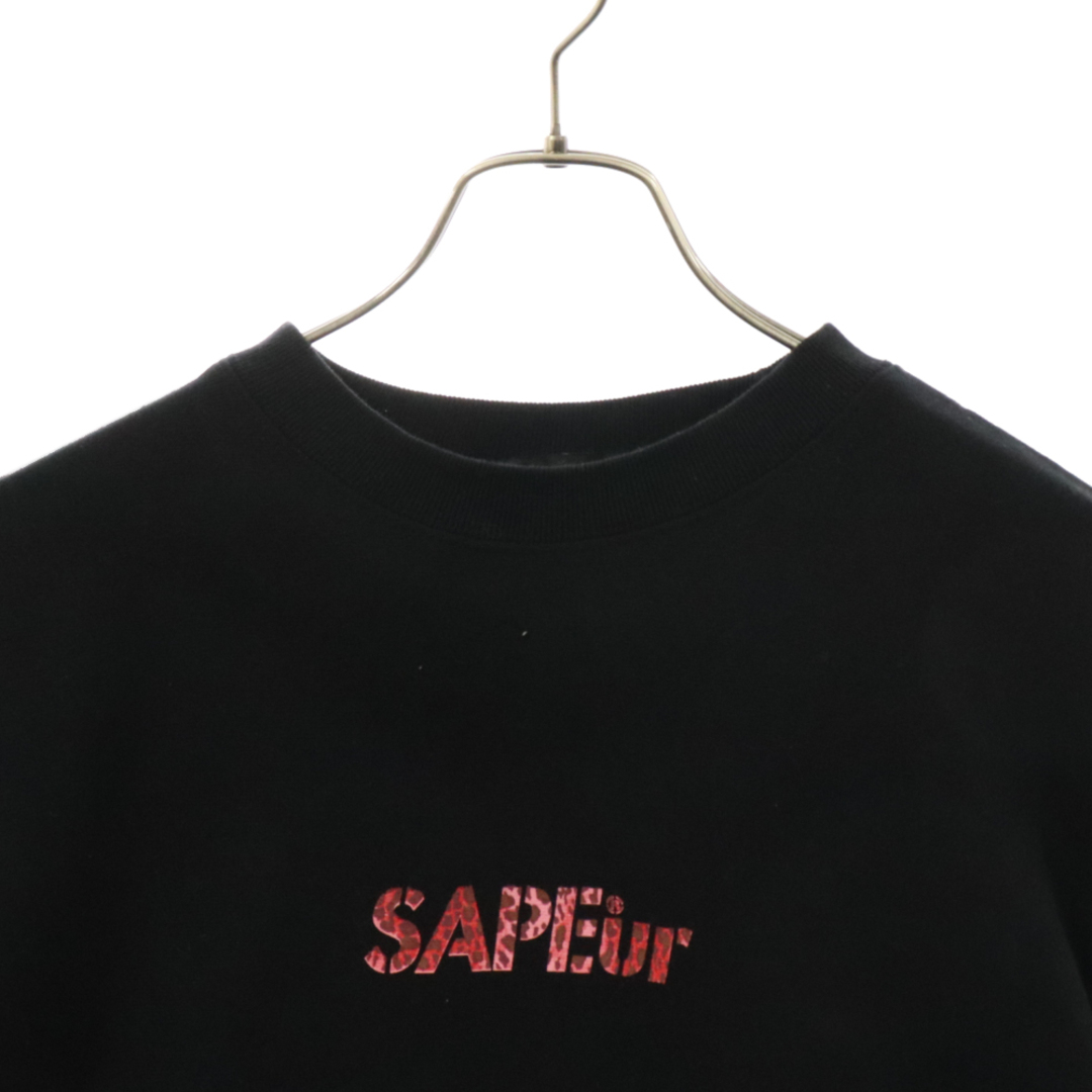 SAPEur サプール RED LEOPARD HEAD CREWNECK SWEAT レッドレオパードヘッド クルーネック長袖スウェットトレーナー ブラック/レッド メンズのトップス(スウェット)の商品写真