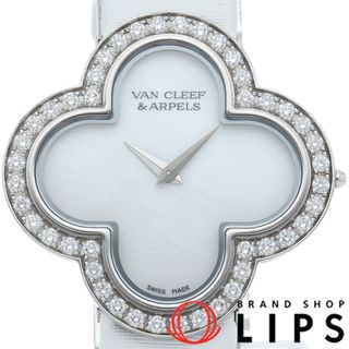 Van Cleef & Arpels - ヴァン クリーフ & アーペル アルハンブラ ミディアム ウォッチ ダイヤベゼル シェル 30mm Alhambra Watch
 VCARF52700 箱 K18WG/革 レディース時計 ホワイトシェル 仕上げ済 美品 【中古】