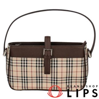 BURBERRY - バーバリー ノバチェック ワンショルダーバッグ  キャンバス/レザー レディーストートバッグ
 ベージュ/ブラウン【中古】