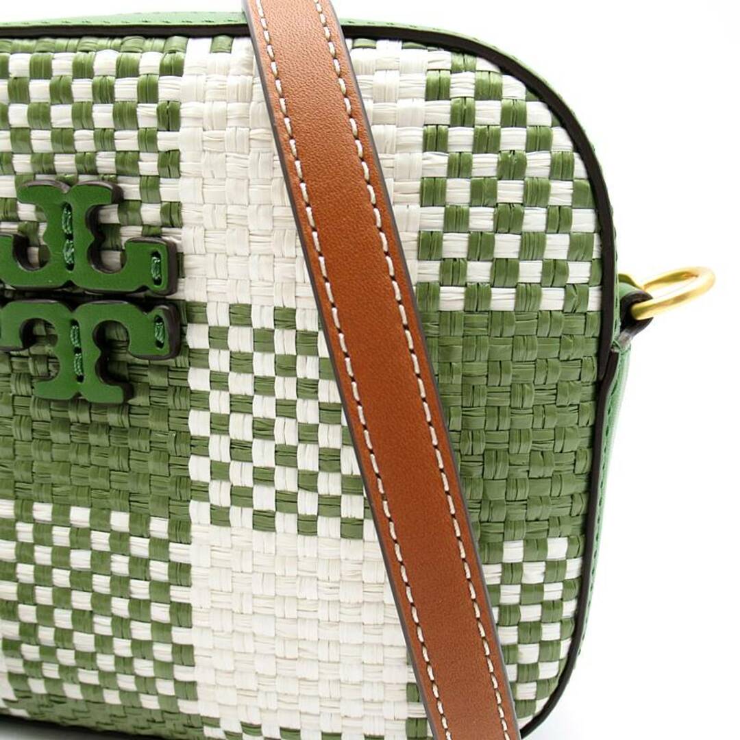 Tory Burch(トリーバーチ)のトリーバーチ マックグロー カメラバッグ  80383 レザー/ストロー レディースショルダーバッグ
 グリーン/ホワイト【中古】 レディースのバッグ(ショルダーバッグ)の商品写真