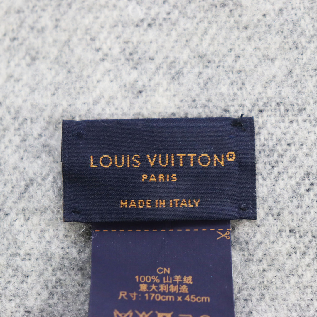 LOUIS VUITTON(ルイヴィトン)の良品○LOUIS VUITTON ルイヴィトン 2022年製 M71040 エシャルプ レイキャビック カシミヤ100% モノグラム LVロゴ入り 大判 フリンジ付き マフラー/ストール グレー系 170×45 イタリア製 正規品 メンズのファッション小物(マフラー)の商品写真