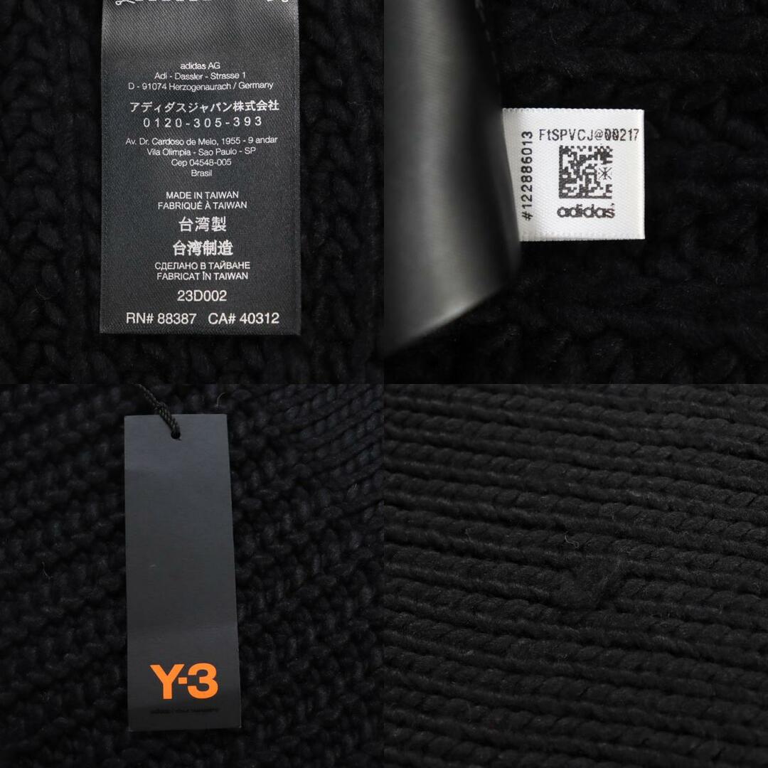 Y-3(ワイスリー)の未使用品○Y-3 ワイスリー YOHJIグラフィック入り スリーストライプス ボリュームニット マフラー ブラック 220×30 正規品 メンズおすすめ メンズのファッション小物(マフラー)の商品写真