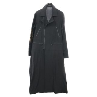 ヨウジヤマモト(Yohji Yamamoto)のYohji Yamamoto POUR HOMME ヨウジヤマモト プールオム 20SS 抜染ダブルライダースロングフレアドレス 袖ベルベット コート ブラック HN-D20-812(フライトジャケット)