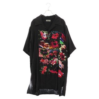 Yohji Yamamoto POUR HOMME ヨウジヤマモト プールオム 22SS フラシPKB 花 オーバーサイズシルクオープンカラー半袖シャツ ブラック HG-B27-404