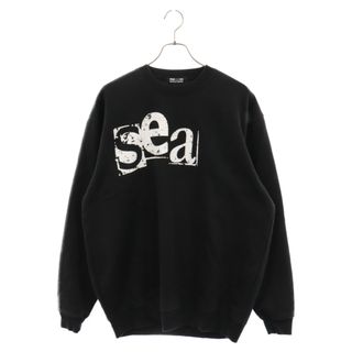 ゴッドセレクショントリプルエックス(GOD SELECTION XXX)のGOD SELECTION XXX ゴッドセレクショントリプルエックス ×WIND AND SEA ウィンダンシー ロゴプリント クルーネック スウェット トレーナー ブラック(スウェット)