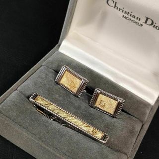 クリスチャンディオール(Christian Dior)の【極美品】Dior　ディオール　カフス・タイピンセット　ゴールド　シルバー　CD(ネクタイピン)