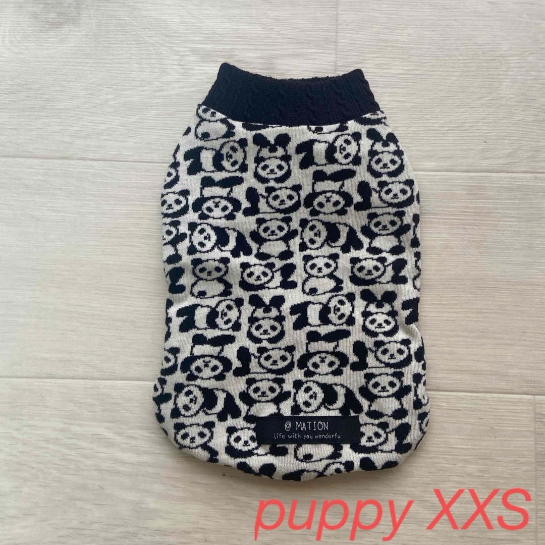 犬服【puppyXXS】🐼パンダ🐼BLACKリングニット ハンドメイドのペット(ペット服/アクセサリー)の商品写真