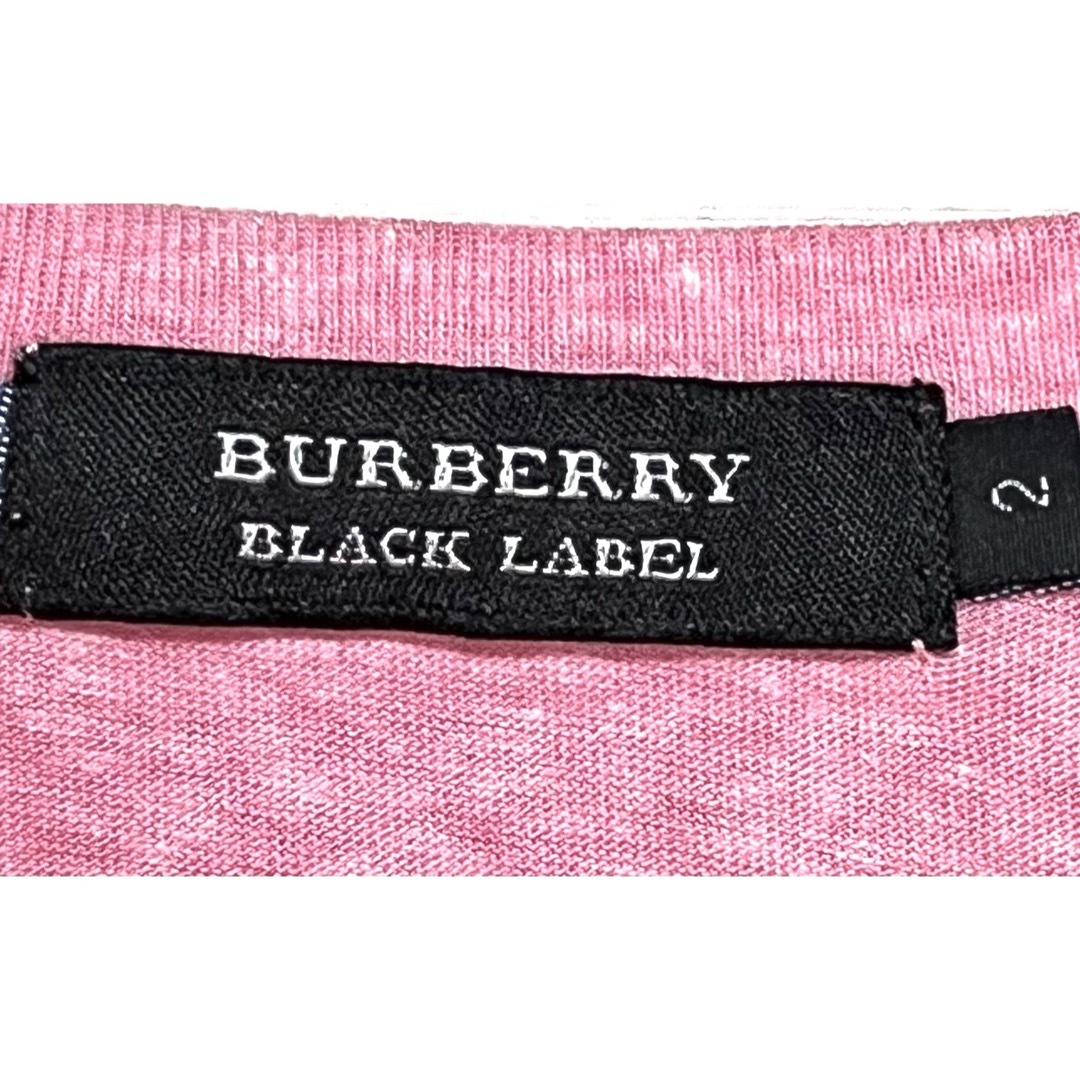 BURBERRY BLACK LABEL(バーバリーブラックレーベル)の匿名発送　美品　バーバリーブラックレーベル　デザインTシャツ　サイズ2 ピンク メンズのトップス(Tシャツ/カットソー(半袖/袖なし))の商品写真