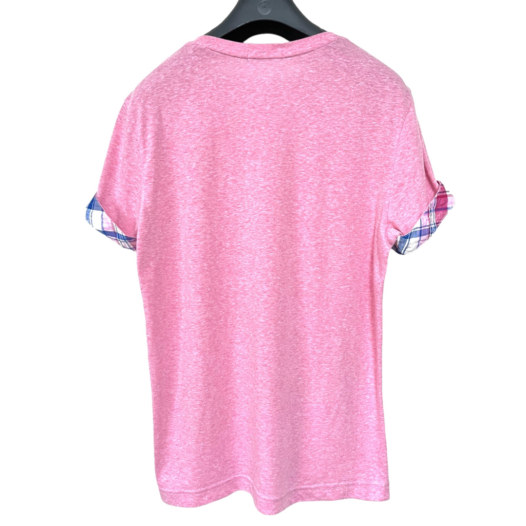 BURBERRY BLACK LABEL(バーバリーブラックレーベル)の匿名発送　美品　バーバリーブラックレーベル　デザインTシャツ　サイズ2 ピンク メンズのトップス(Tシャツ/カットソー(半袖/袖なし))の商品写真