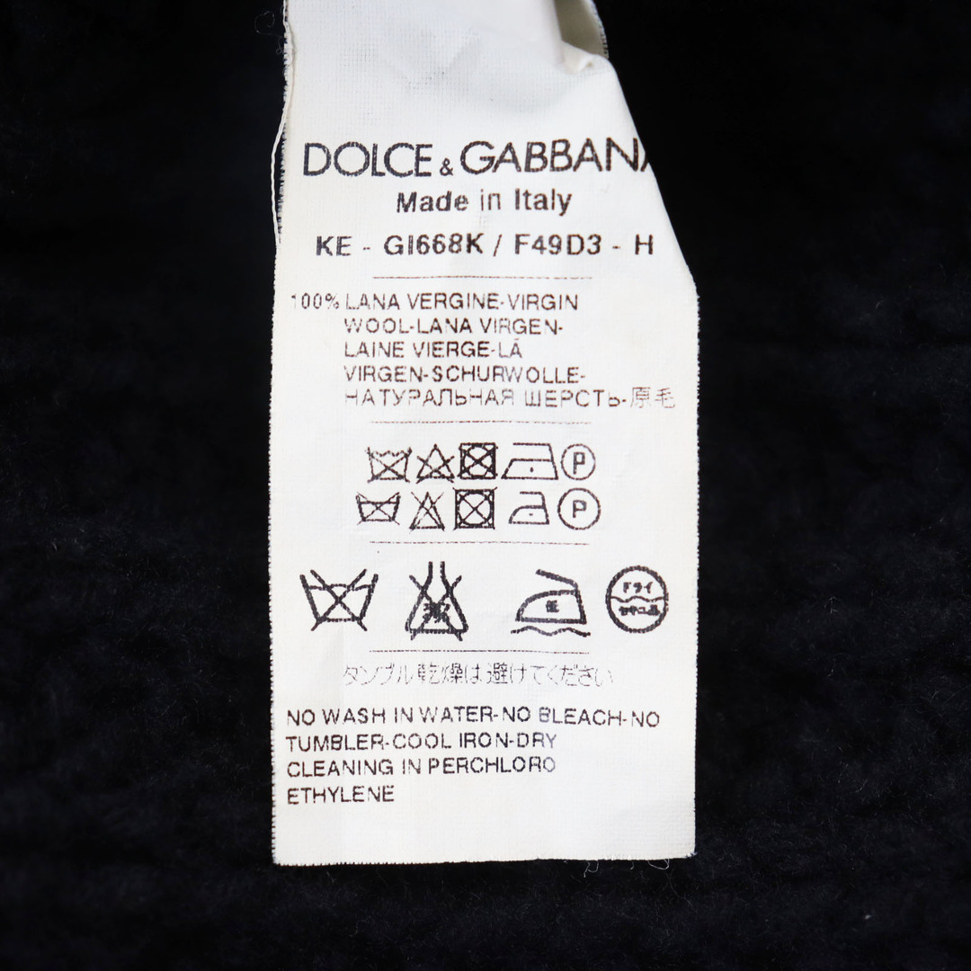 DOLCE&GABBANA(ドルチェアンドガッバーナ)の美品○DOLCE&GABBANA ドルチェ＆ガッバーナ バージンウール100% 黒タグ ロゴボタン付き ハイネック ローゲージ ニット/セーター ブラック 44 イタリア製 正規品 メンズ メンズのトップス(ニット/セーター)の商品写真