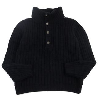 美品○DOLCE&GABBANA ドルチェ＆ガッバーナ バージンウール100% 黒タグ ロゴボタン付き ハイネック ローゲージ ニット/セーター ブラック 44 イタリア製 正規品 メンズ