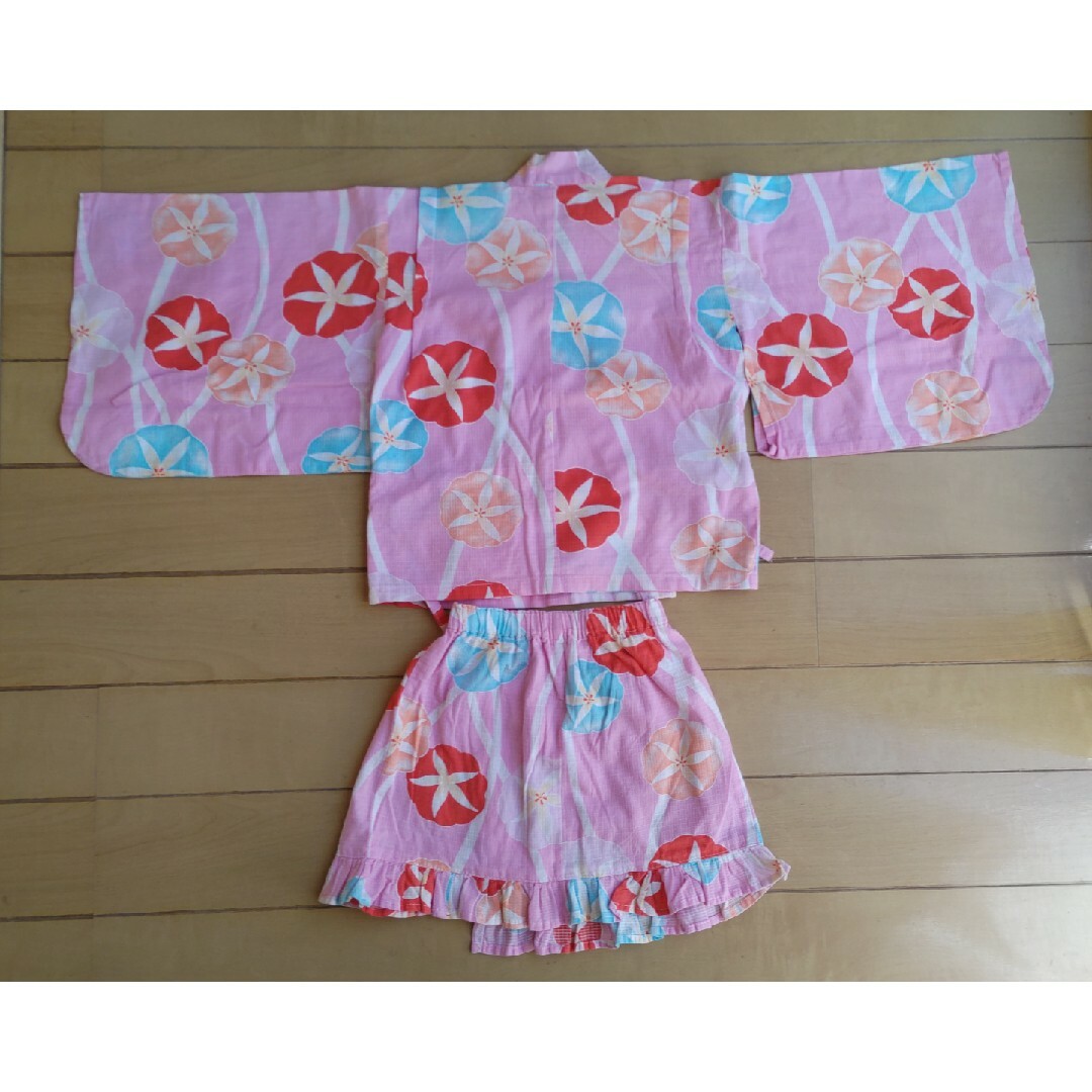 朝顔柄の可愛い甚平　110 スカート キッズ/ベビー/マタニティのキッズ服女の子用(90cm~)(甚平/浴衣)の商品写真