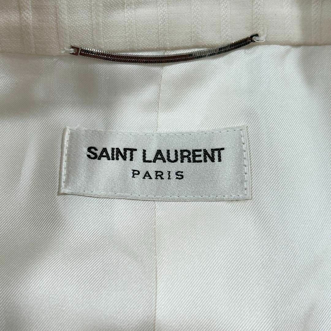 Saint Laurent(サンローラン)の【未使用】サンローラン コレクション ストライプ ダブル ジャケット ホワイト メンズのジャケット/アウター(テーラードジャケット)の商品写真